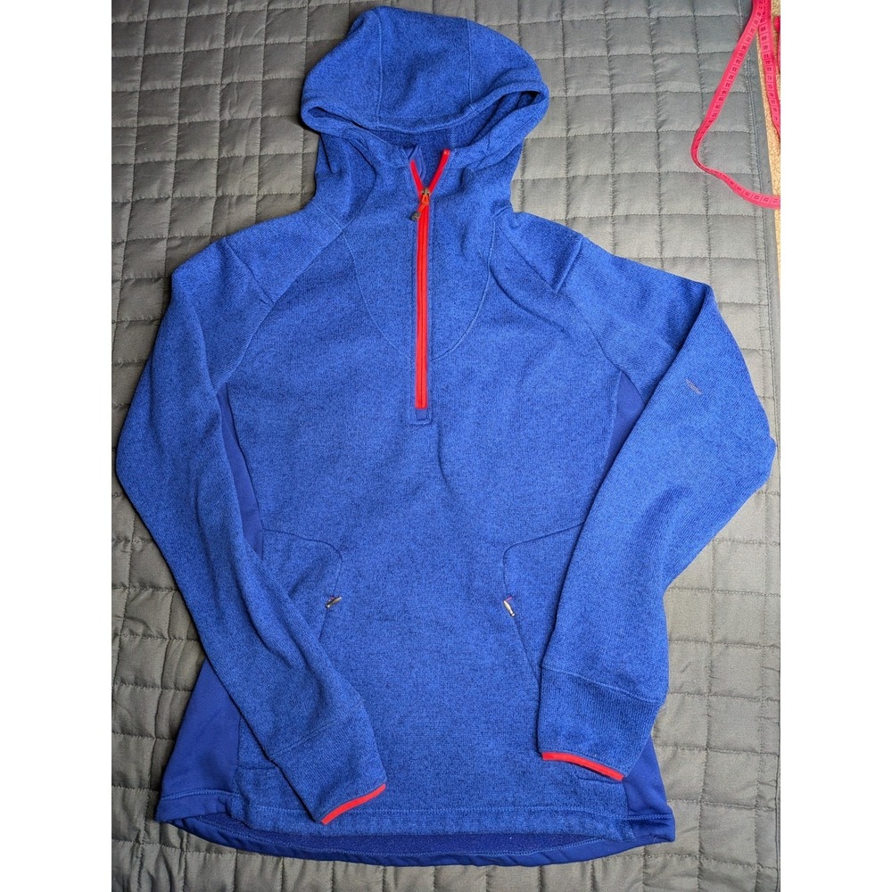 Avalanche Womens Blue Heathered Quarter Zip Fleece Hoodie Pullover Size M